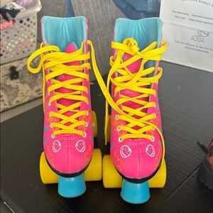 Colorful Roller Skates with Yellow Laces